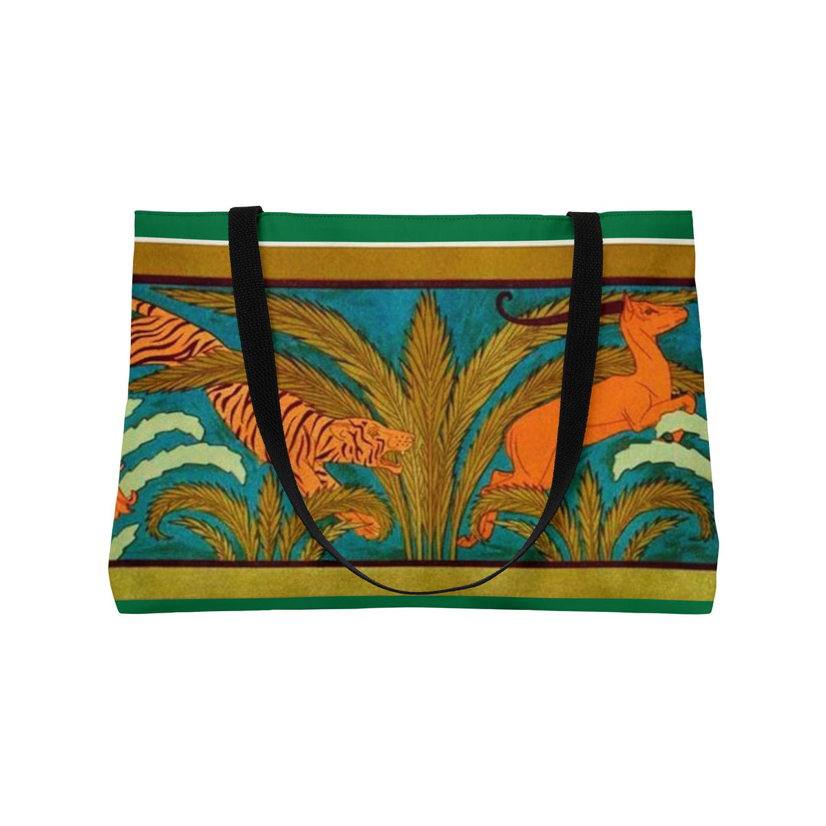 Weekender Tote Bag - Tiger chasing deer pattern