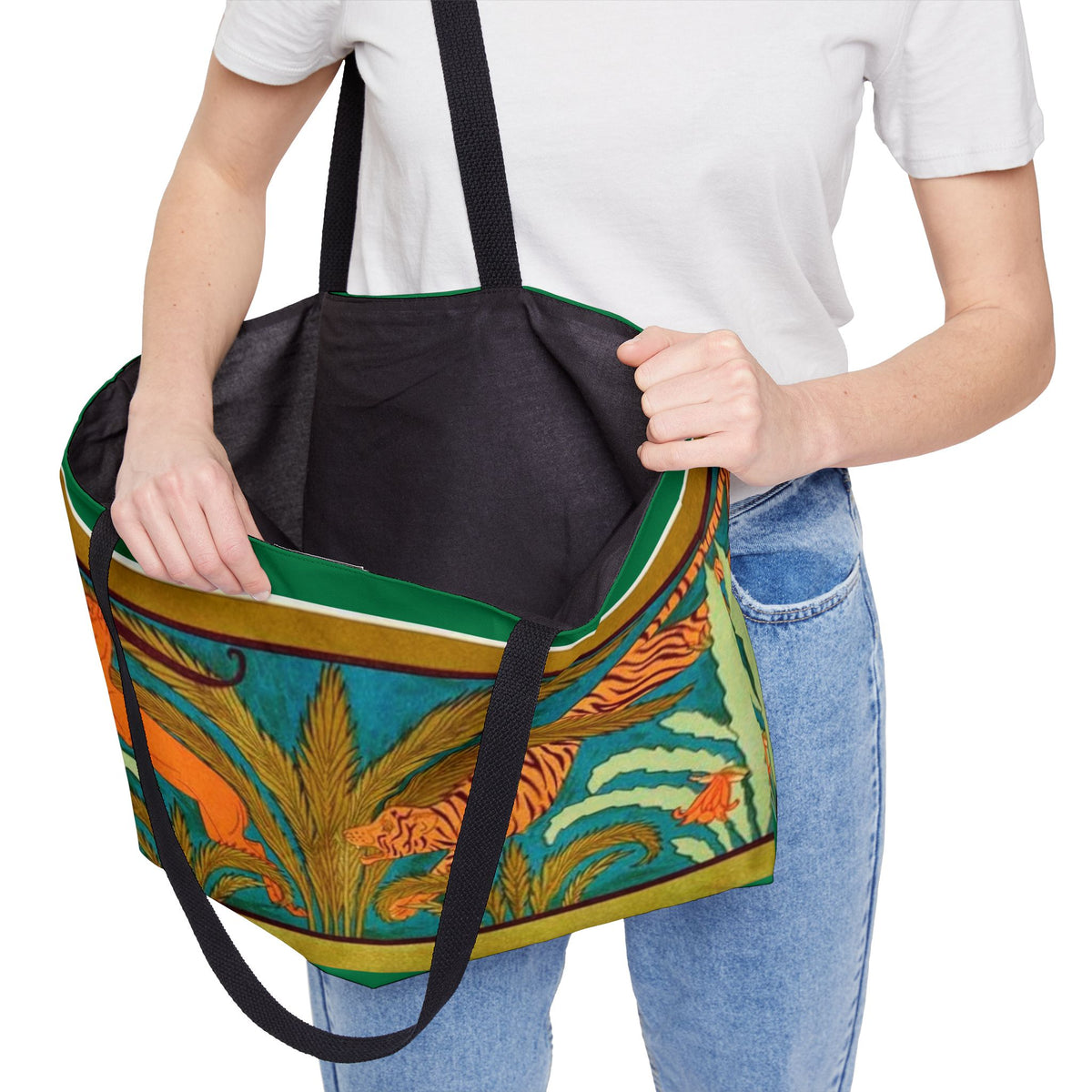 Weekender Tote Bag - Tiger chasing deer pattern