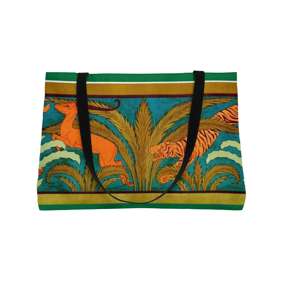 Weekender Tote Bag - Tiger chasing deer pattern