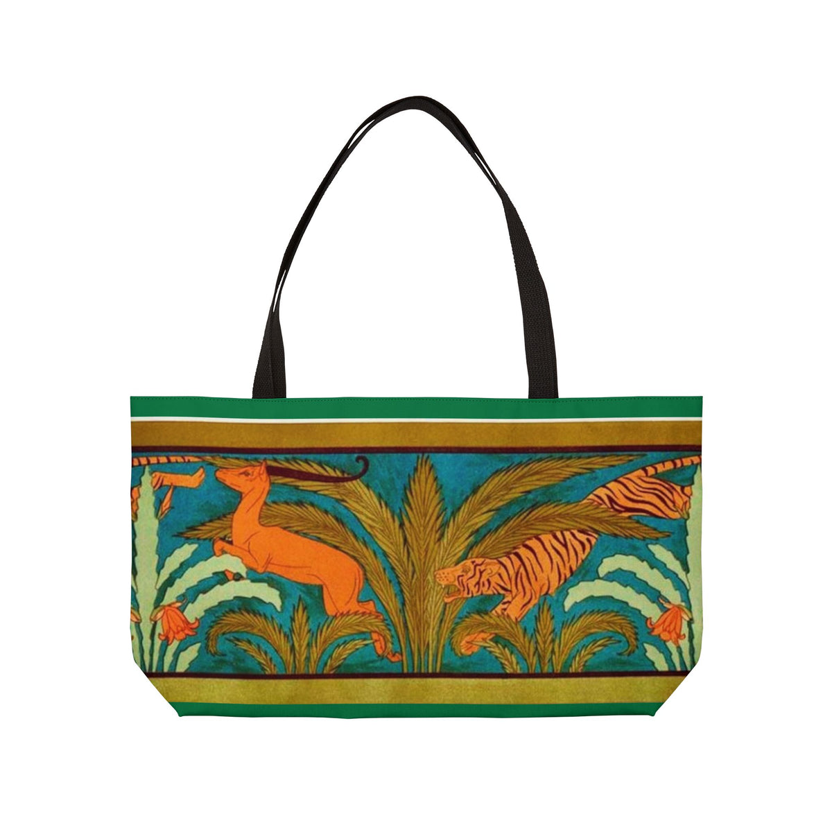 Weekender Tote Bag - Tiger chasing deer pattern